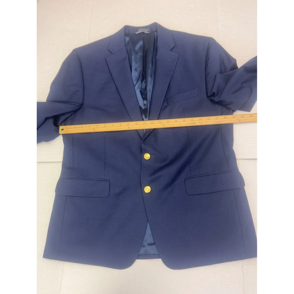 Lauren Ralph Lauren Blazer Mens 44R Navy Blue‎ Wool Blend Gold Buttons Preppy